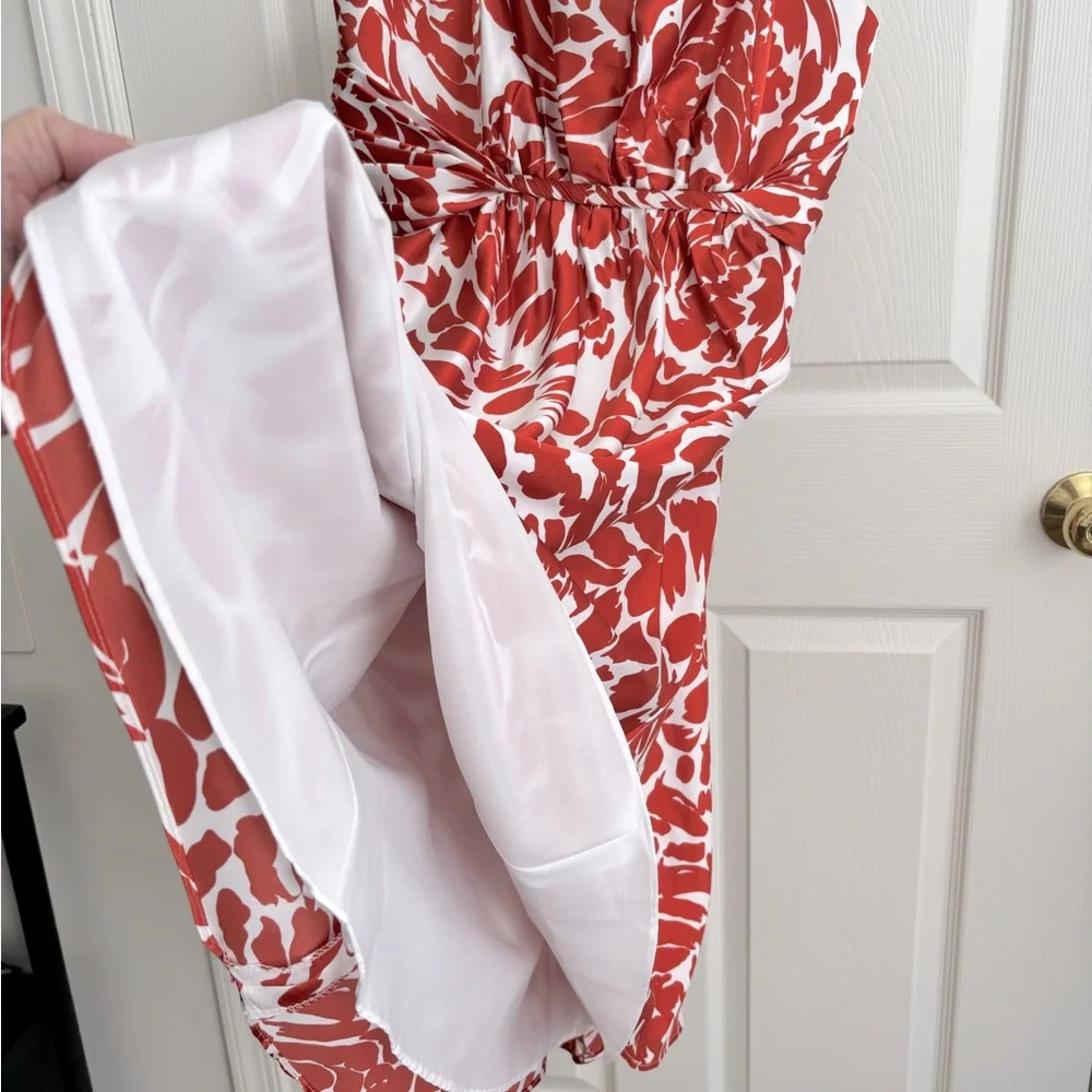 NWOT ALRED ANGELO SPAGHETTI STRAP CORAL & WHITE KNEE LENGTH DRESSY DRESS. SZ 16 - Picture 6 of 10